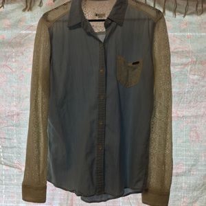 Denim/Crochet Button-up